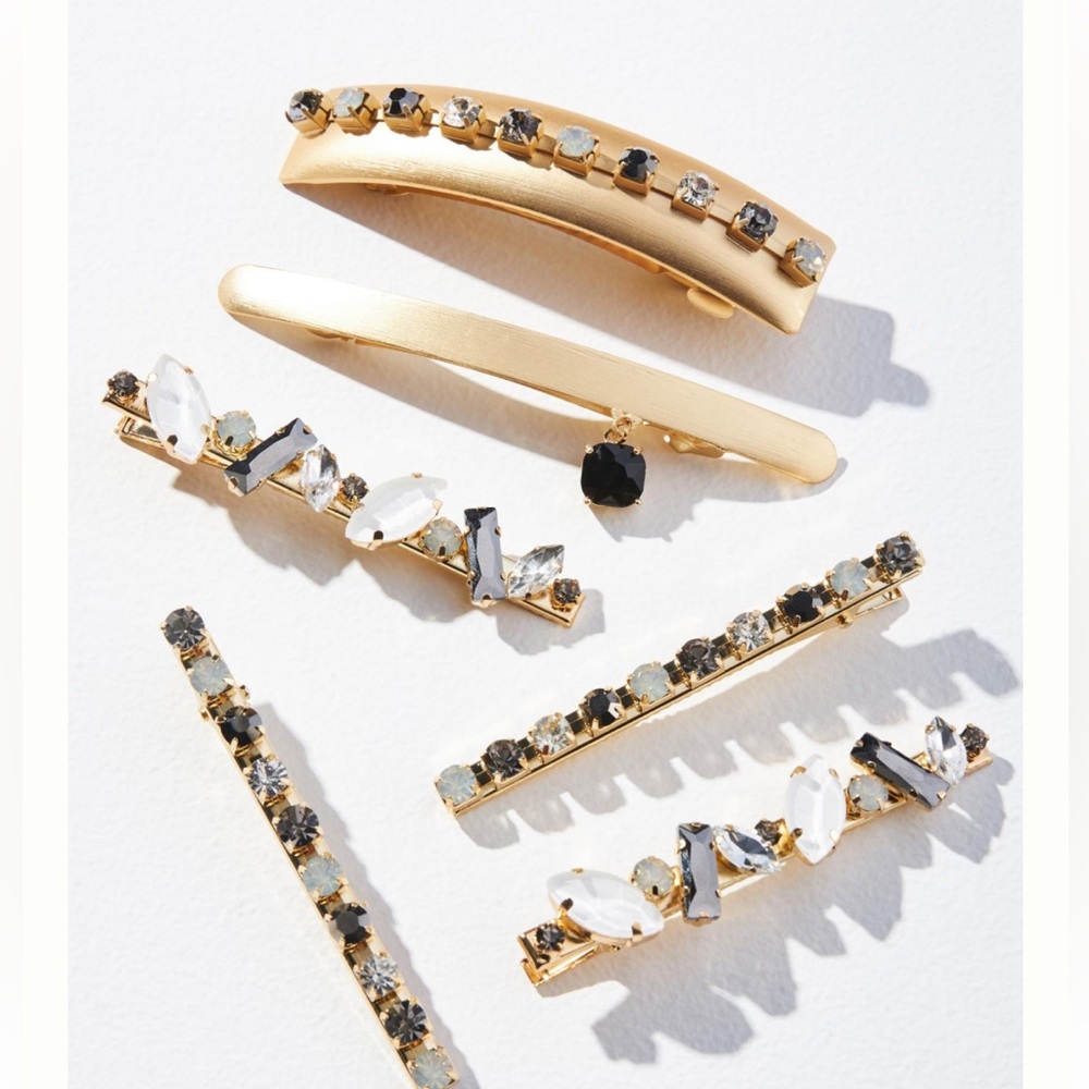 Anthropologie Violet and Brooks Set of Six Crystal Hair Clips